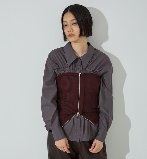 NOMINE「マルチWAY ニット ZIP ビスチエ」|その他|ボルドー