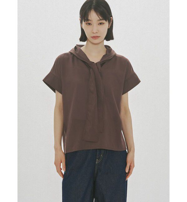 MIDIUMISOLID「MIDIUMISOLID for Ladies フードタイワイドプルオーバー」|シャツ・ブラウス|ブラウン