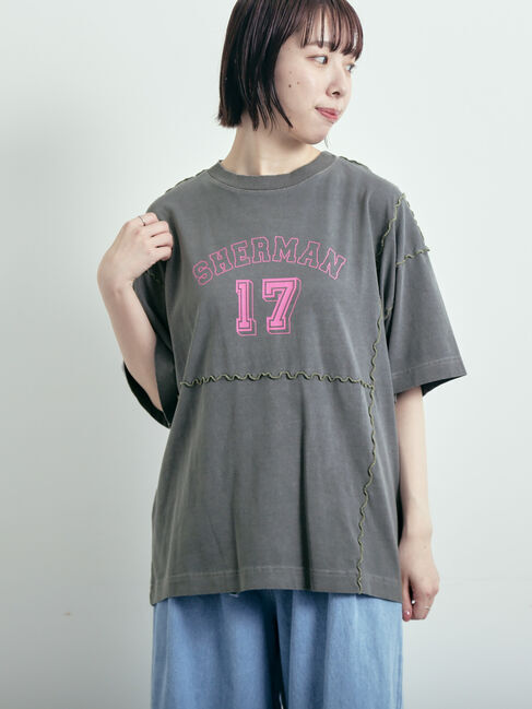 SM2「ピグメント加工メロー切替ロゴプリントTシャツ」|Tシャツ・カットソー|チャコールグレー