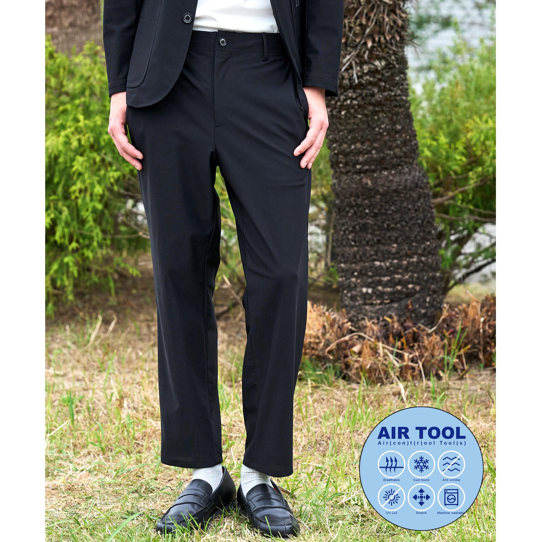 DRESSTERIOR「【セットアップ可/接触冷感/UVカット/ウォッシャブル】AIRTOOL クールストレッチパンツ」|その他|ブラック(019)