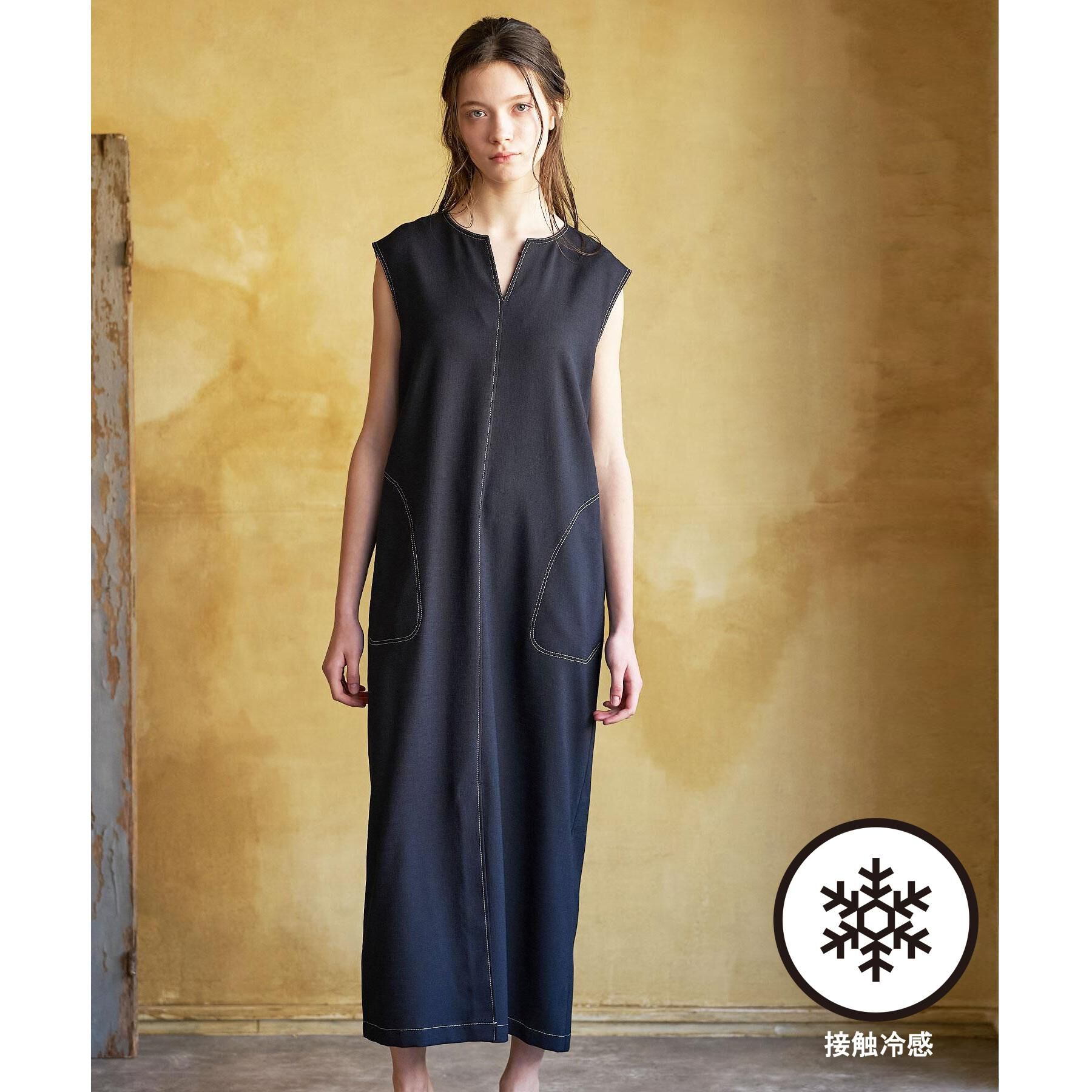 DRESSTERIOR「【セットアップ可/UVカット/接触冷感/吸水速乾】ウォッシャブル Iラインワンピース」|ワンピース|ネイビー(094)
