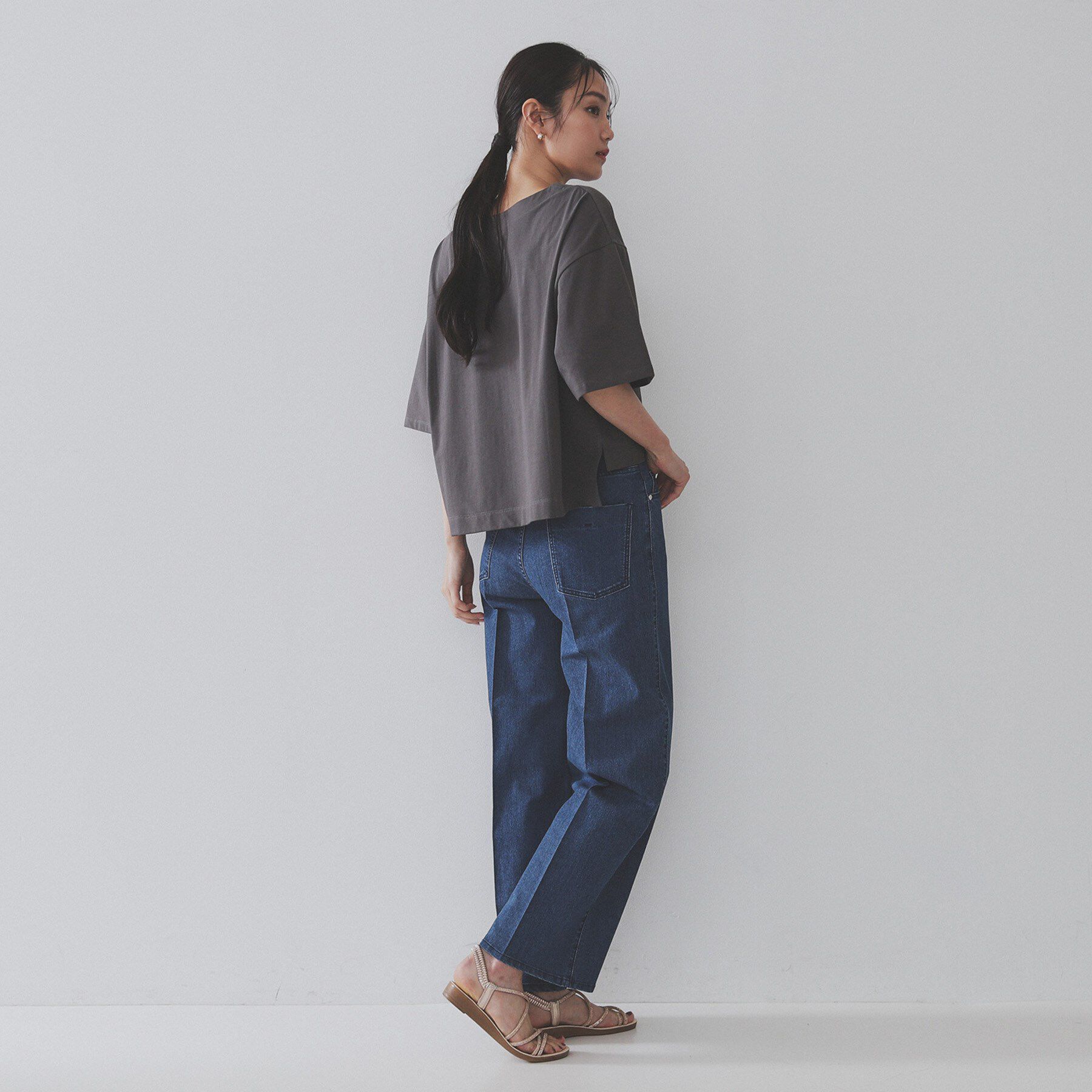 OPAQUE.CLIP「ボートネックショートTシャツ【洗濯機洗い可】」|Tシャツ・カットソー|