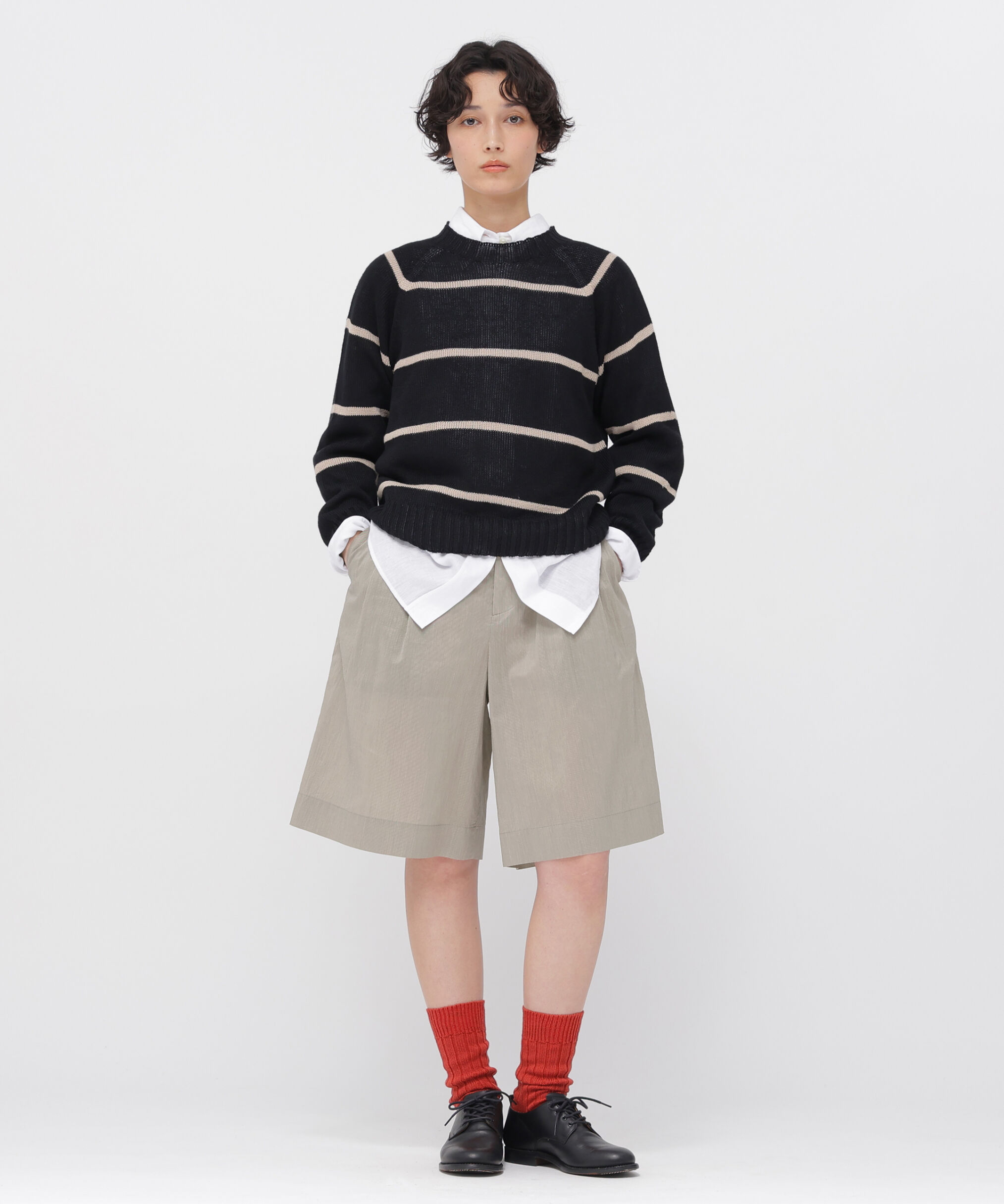  「FINE STRIPE COTTON SILK TROUSERS」|その他|BLACK / WHITE1