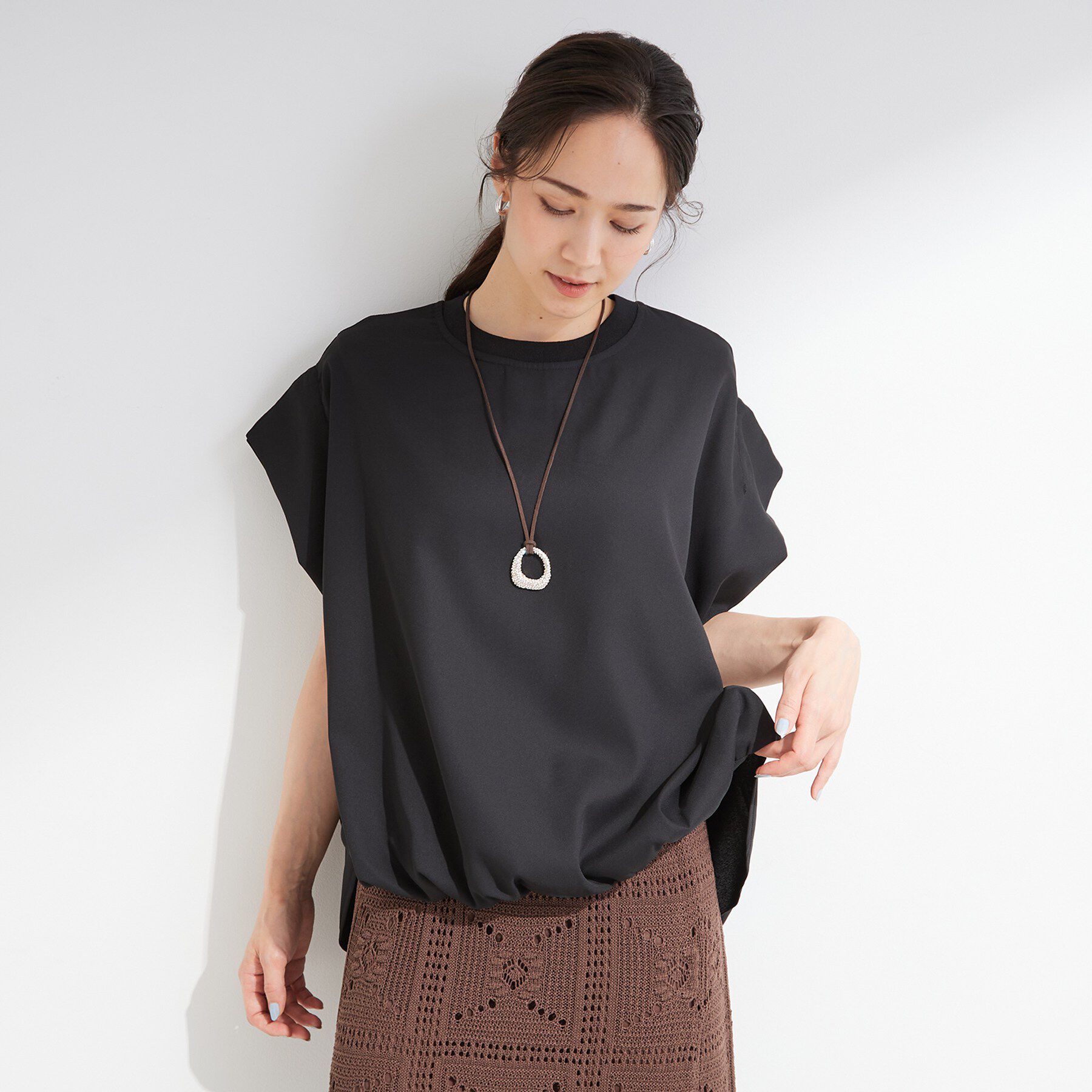 SHOO･LA･RUE「【洗濯機可/体型カバー】インせずこなれる ふんわり裾バルーントップス」|Tシャツ・カットソー|