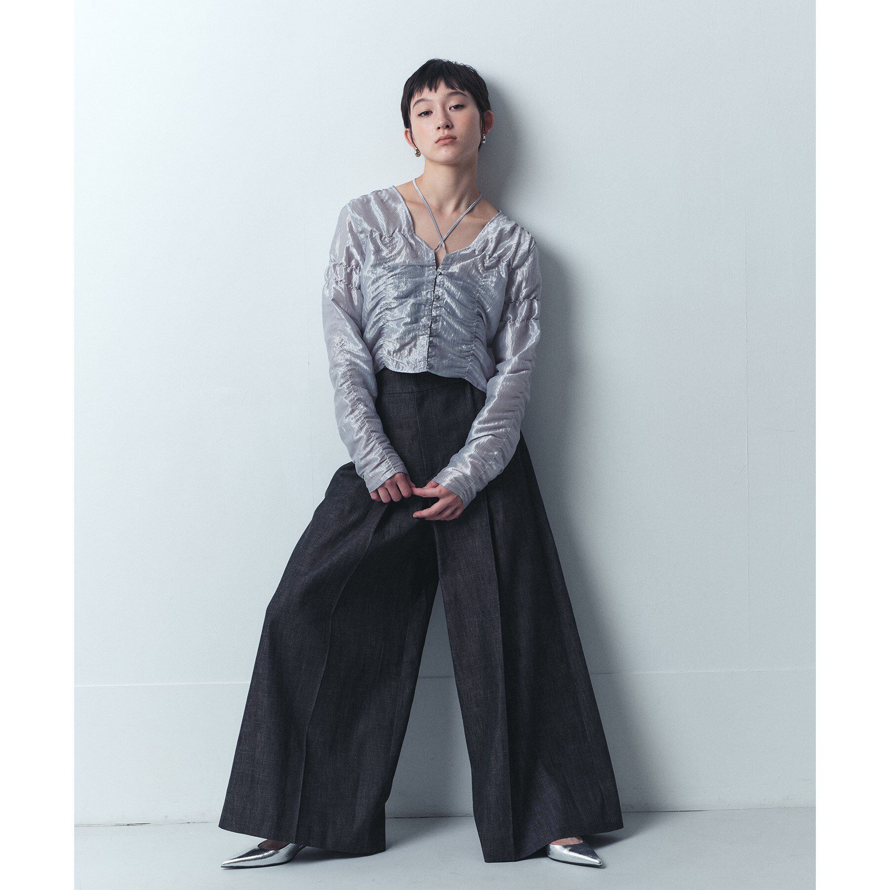 CODE A「gathered shiny blouse」|シャツ・ブラウス|