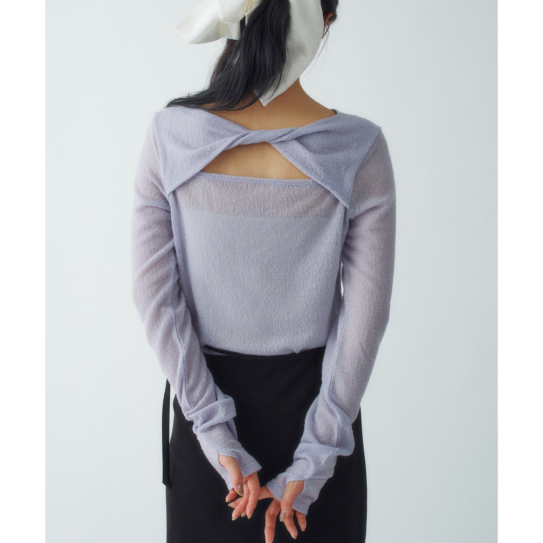 CODE A「twist sheer jersey top」|Tシャツ・カットソー|ブルー(091)