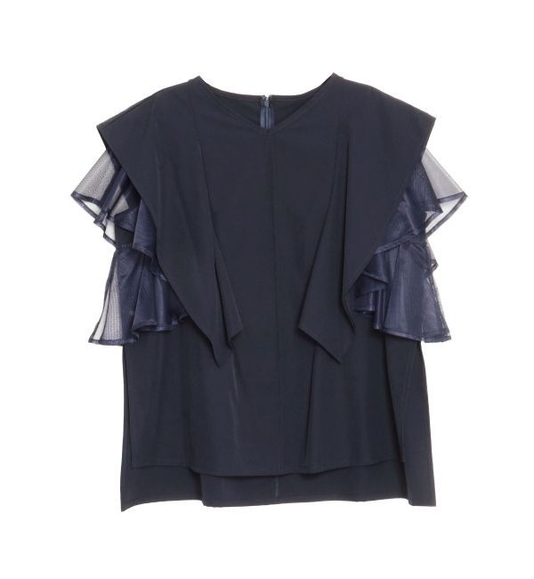 ELENDEEK「MESH LAYERED SLEEVE BL」|シャツ・ブラウス|