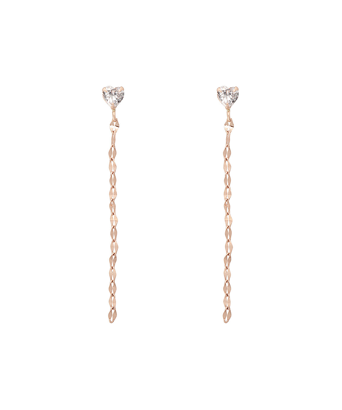 newme by Samantha Thavasa「K10PG ハートストーンチェーンピアス」|ピアス|K10 PG