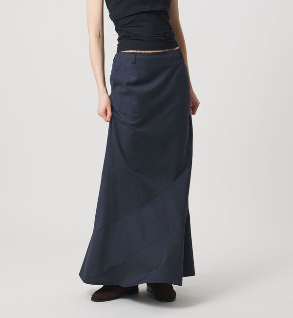 ATTISESSION「＜ATTISESSION＞エスカルゴ スカート ストライプ」|スカート|NAVY