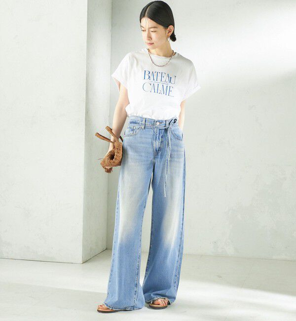 SHIPS for women「　《一部予約》メルティ コットン プリント ロゴ ショート スリーブ Tシャツ」|Tシャツ・カットソー|