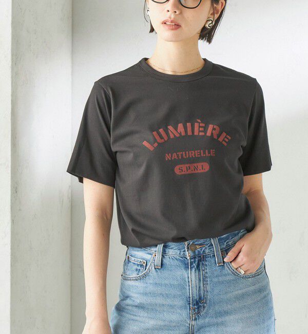 SHIPS for women「SHIPS Primary Navy Label:LUMIERE フロッキー プリント TEE」|Tシャツ・カットソー|ブラック