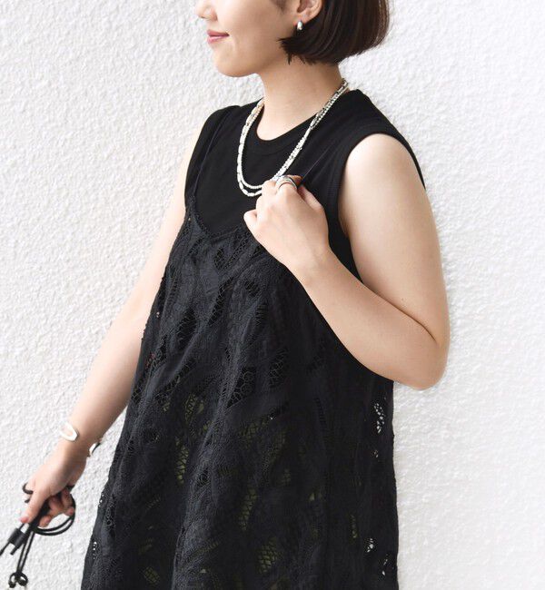 SHIPS for women「〈手洗い可能〉刺繍 レース キャミソール」|キャミソール|ブラック