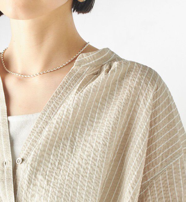 SHIPS for women「《一部予約》〈手洗い可能〉サッカー 裾 ドロスト メタル ボタン シャツ 2」|シャツ・ブラウス|