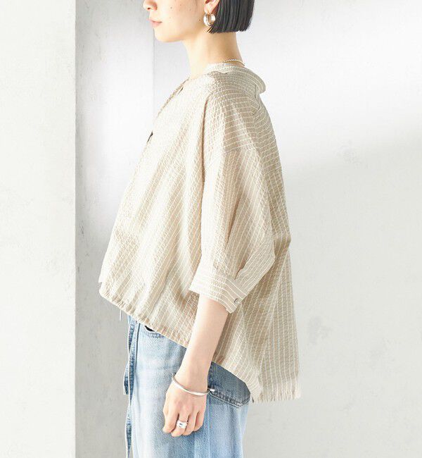 SHIPS for women「《一部予約》〈手洗い可能〉サッカー 裾 ドロスト メタル ボタン シャツ 2」|シャツ・ブラウス|