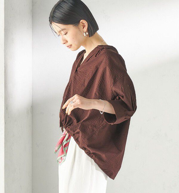 SHIPS for women「《一部予約》〈手洗い可能〉サッカー 裾 ドロスト メタル ボタン シャツ 2」|シャツ・ブラウス|
