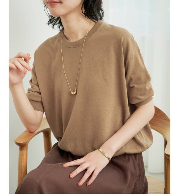 SLOBE IENA「《シリーズあり》コットンキュプラハーフスリーブプルオーバー」|ニット・セーター|