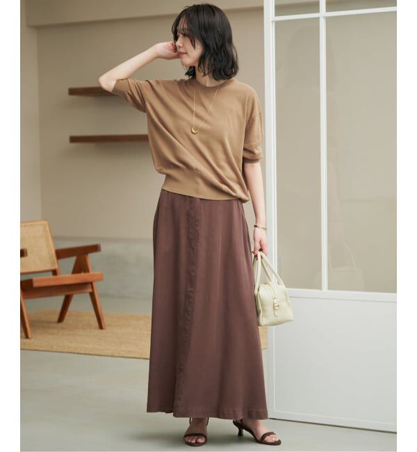 SLOBE IENA「《WEB限定/追加予約/シリーズあり》コットンキュプラハーフスリーブプルオーバー」|ニット・セーター|