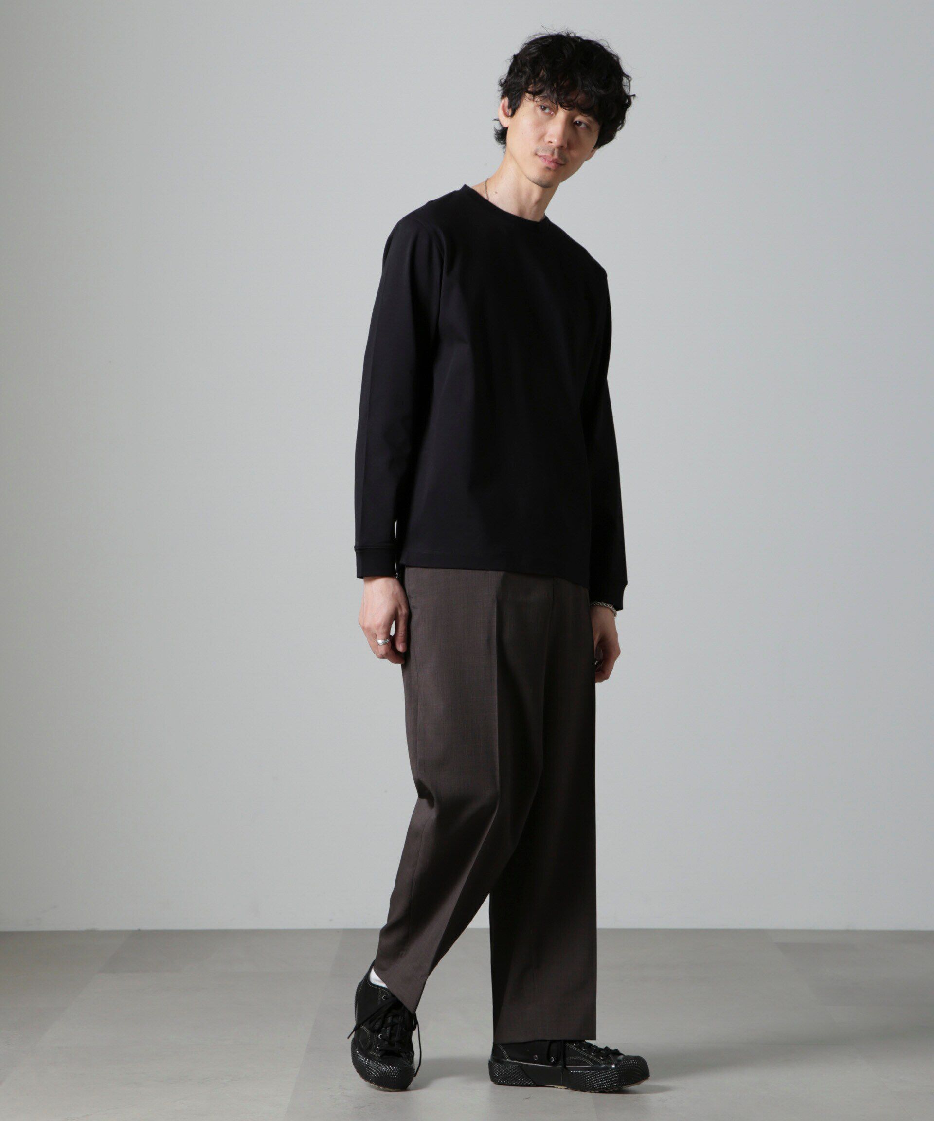 nano･universe「アンチスメルクルーネックTシャツ 長袖」|Tシャツ・カットソー|ブラック