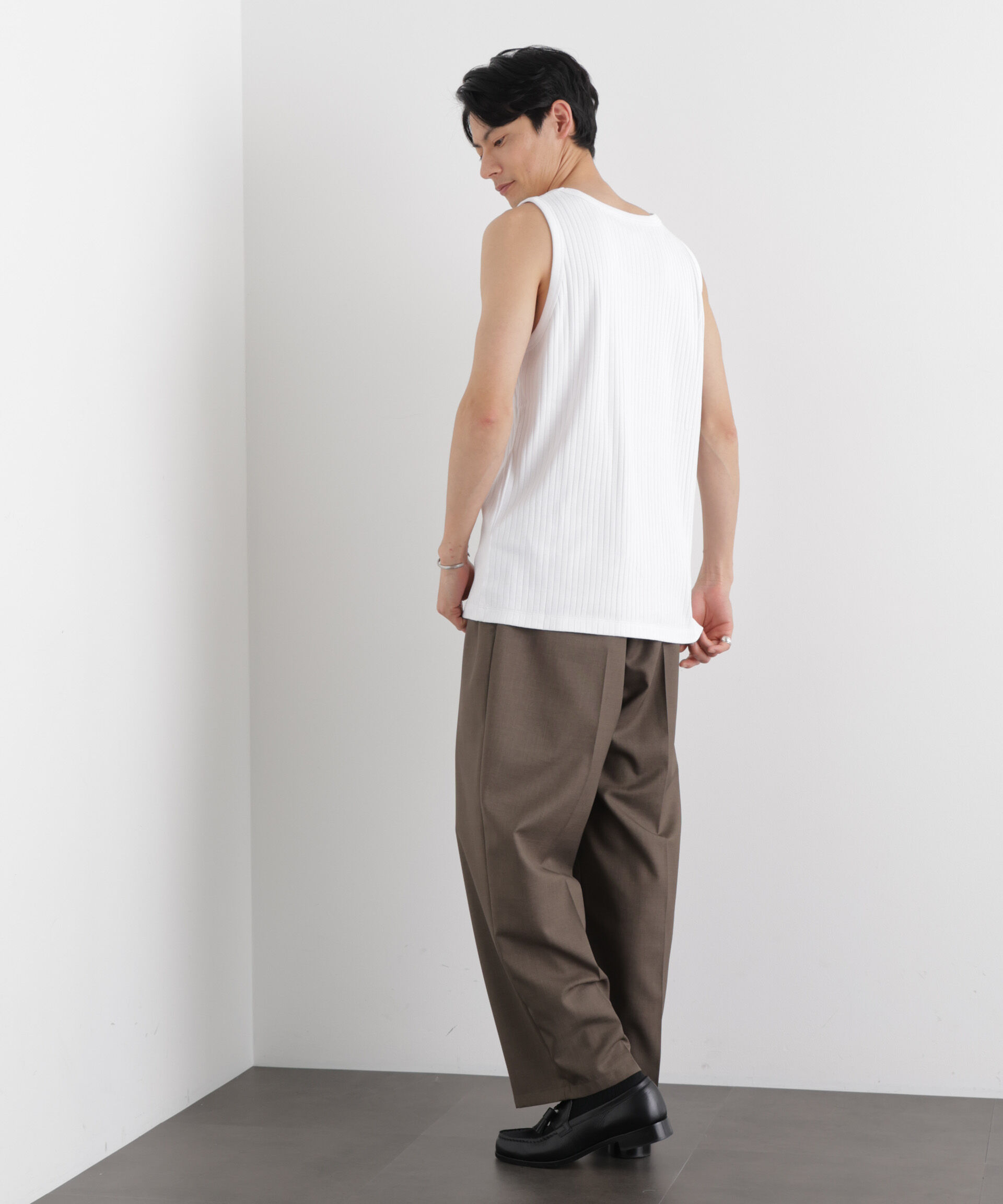 NANO universe「Anti Soaked(R) 汗染み防止 リブタンクトップ」|Tシャツ・カットソー|
