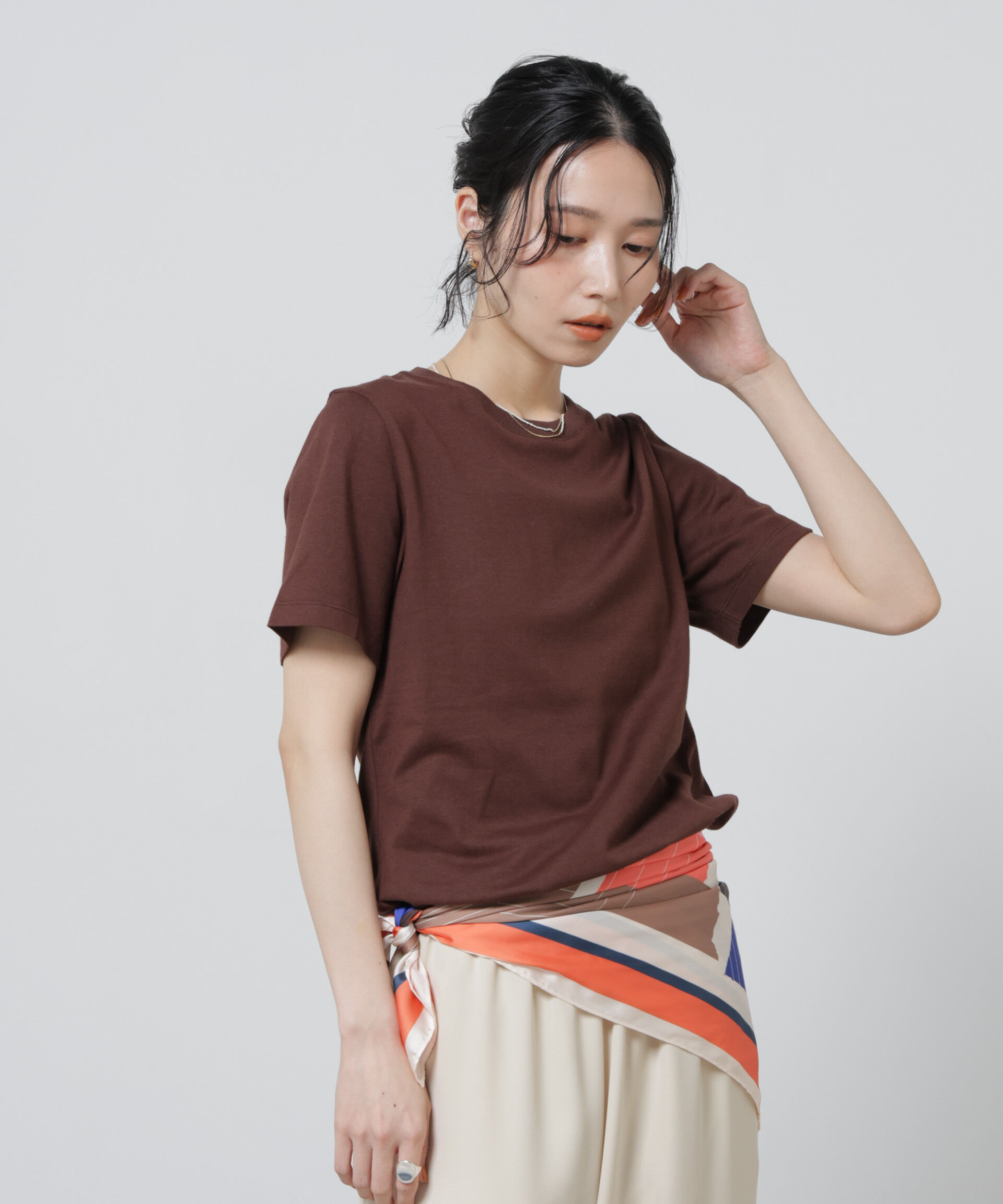 nano･universe「Anti Soaked(R) 汗染み防止カラフルクルーTシャツ」|Tシャツ・カットソー|ブラウン