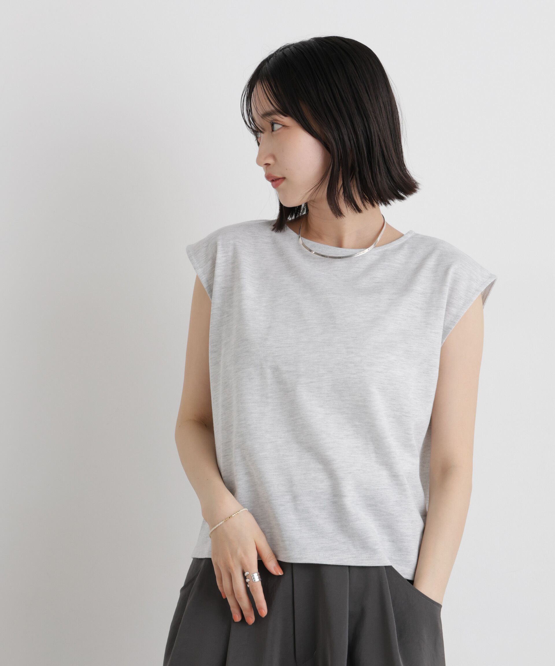 nano･universe「チュールギャザーブラウス&カットトップス アンサンブルセット」|Tシャツ・カットソー|