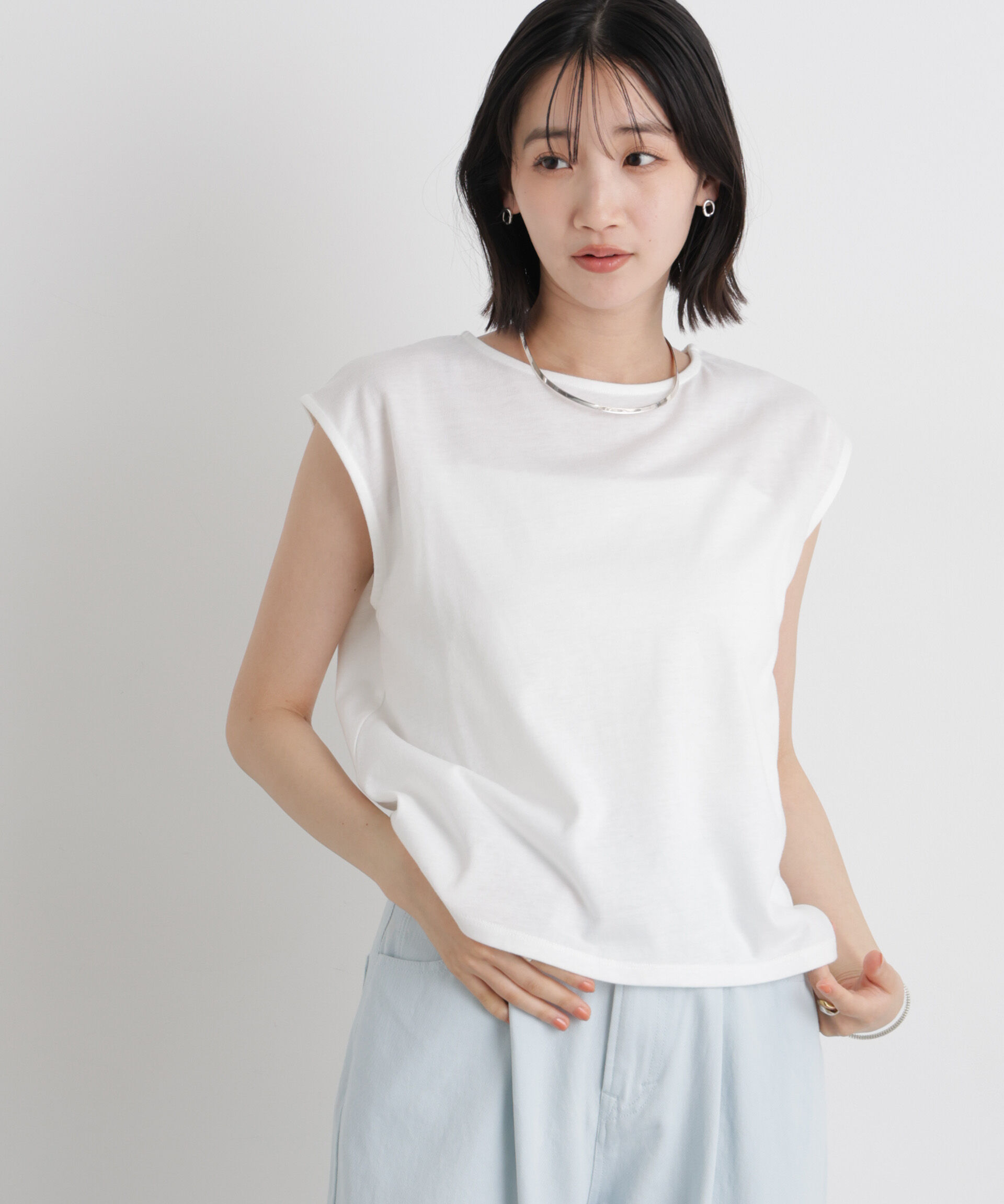 nano･universe「チュールギャザーブラウス&カットトップス アンサンブルセット」|Tシャツ・カットソー|