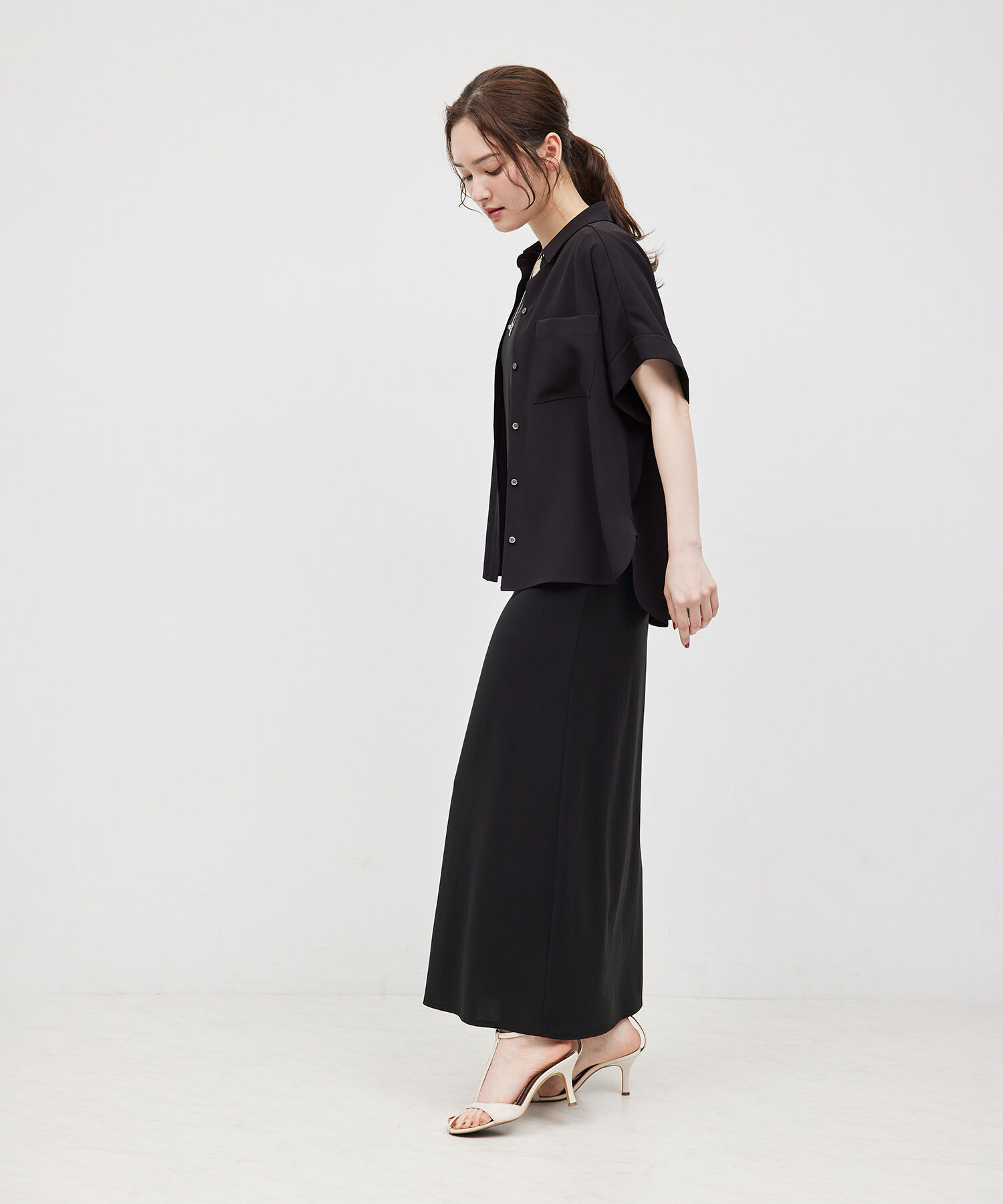 ROPE「【新色追加】トリアセバックサテンフラップシャツ/セットアップ対応【メディア掲載】」|シャツ・ブラウス|