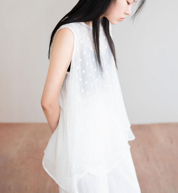  「eunoia｜レイヤード ドットノースリーブブラウス WOMEN」|シャツ・ブラウス|WHITE