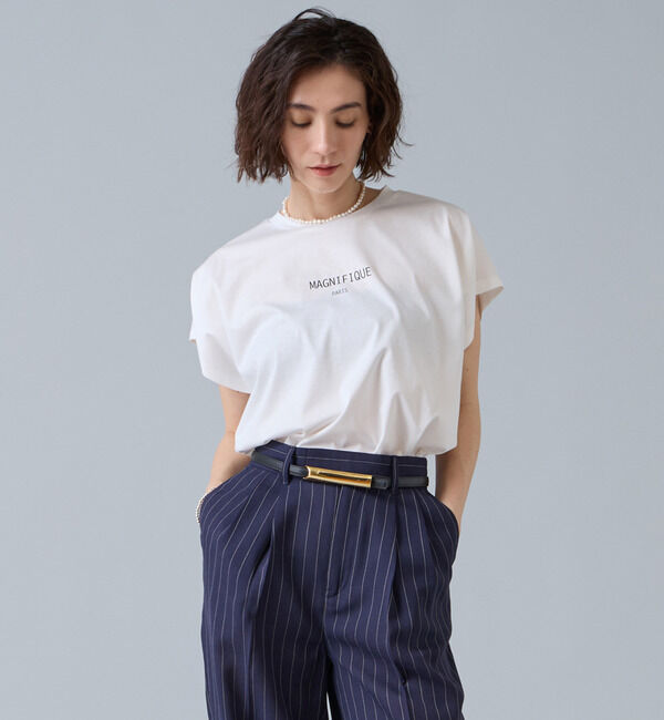 Liesse「フレンチスリーブプリントTシャツ」|Tシャツ・カットソー|ホワイト