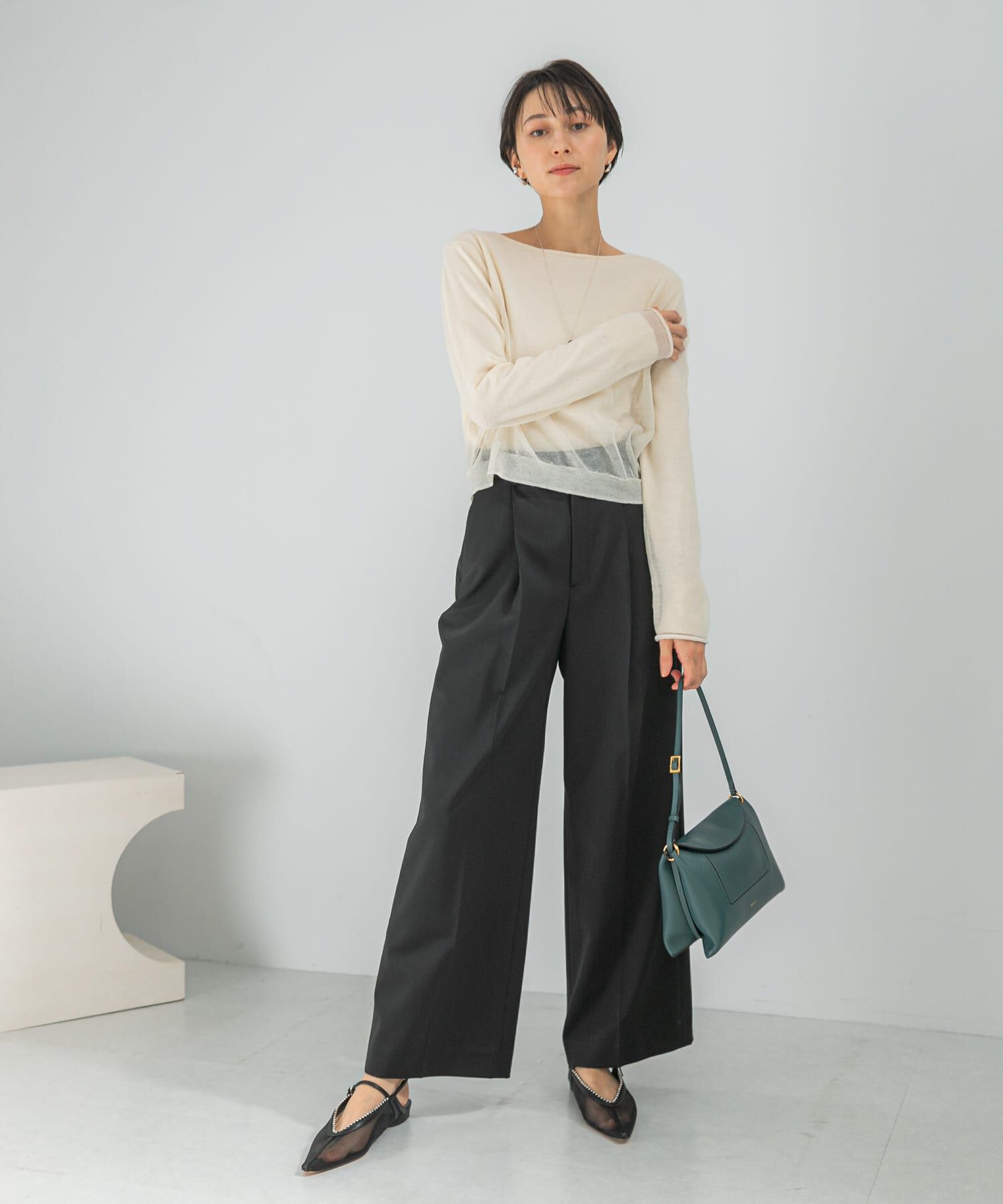 URBAN RESEARCH ROSSO「防シワハイウエストワイドスラックス」|その他|ブラック