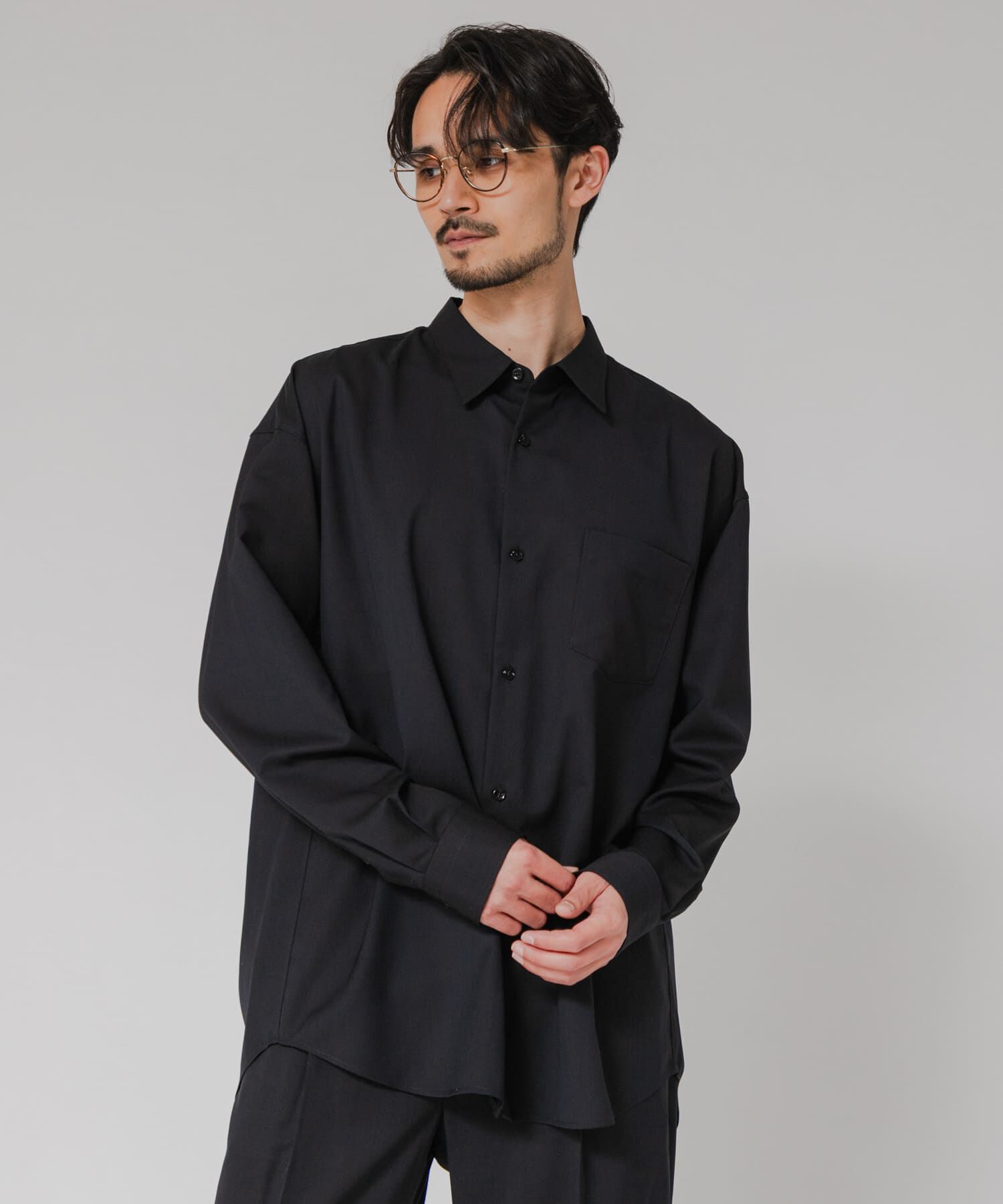 URBAN RESEARCH「『洗濯可/防シワ/接触冷感』WASHABLE WOOL OVER SHIRTS」|シャツ・ブラウス|ネイビー
