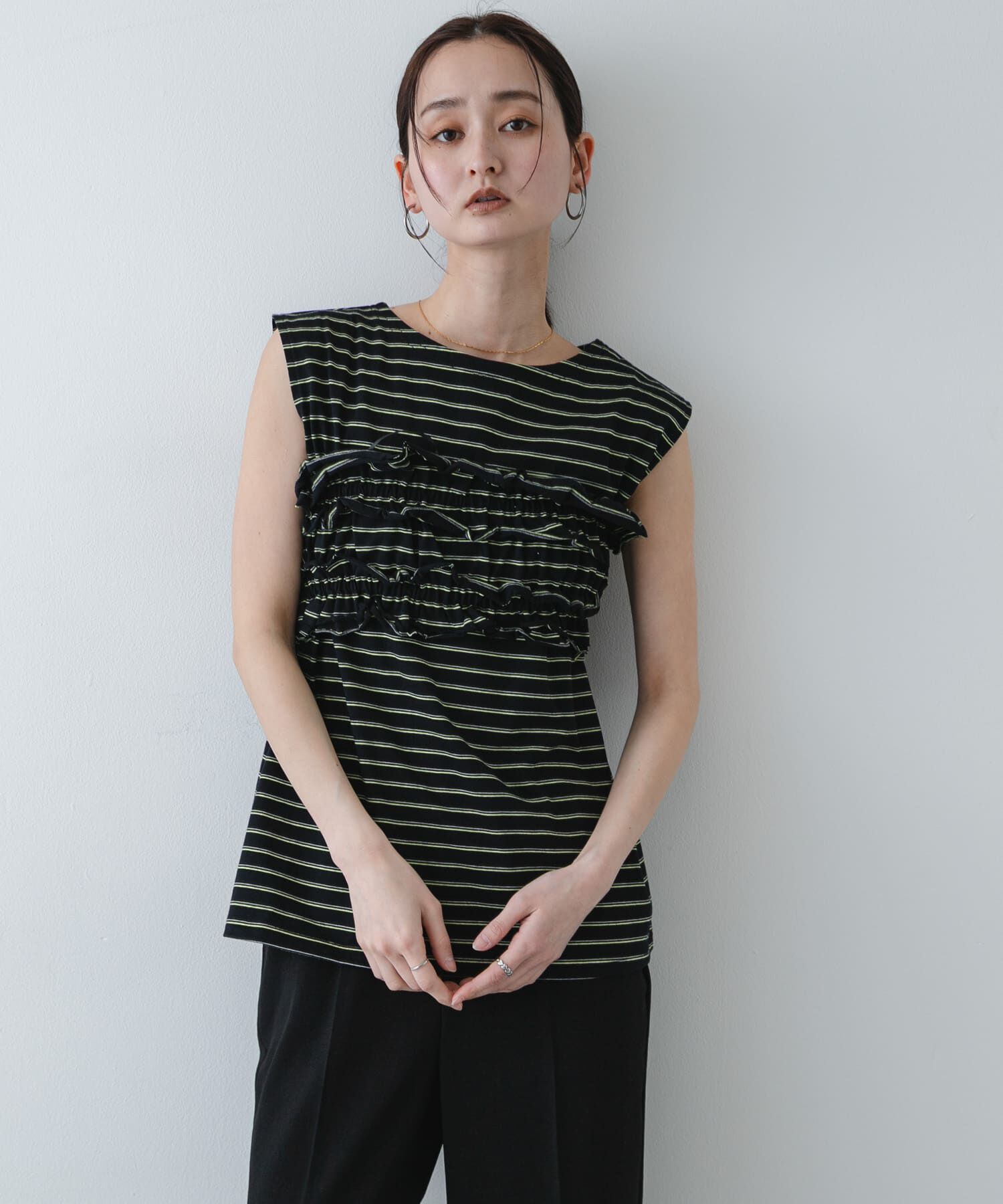 SENSE OF PLACE by URBAN RESEARCH「ボーダーカットビスチェセット」|Tシャツ・カットソー|ブラック系その他