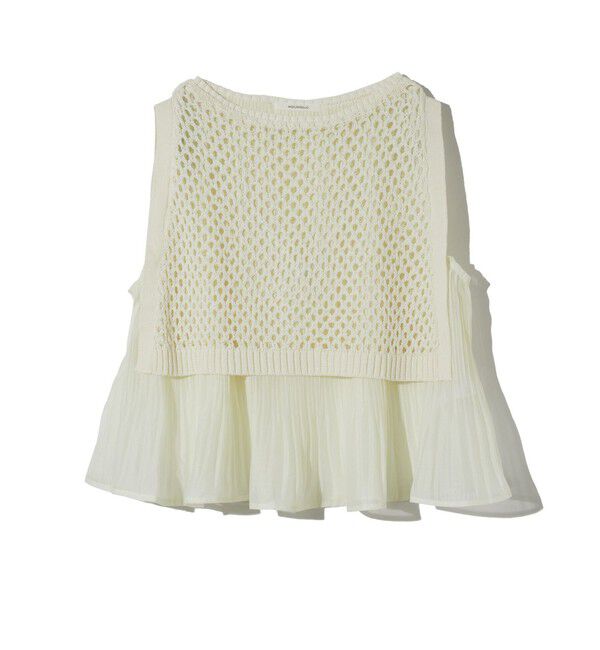 MIDIUMISOLID「MIDIUMISOLID for Ladies メッシュニットプリーツベスト」|ベスト・ジレ|