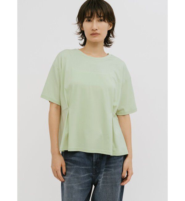 MIDIUMISOLID「MIDIUMISOLID for Ladies ウエストタックスムースカットソー」|Tシャツ・カットソー|グリーン