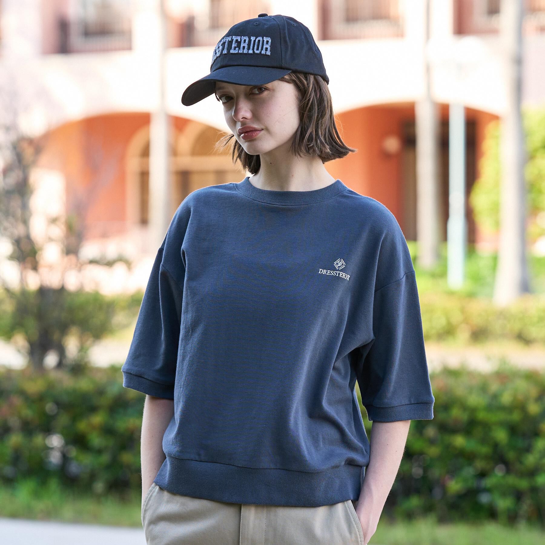DRESSTERIOR「【セットアップ可/ウォッシャブル】ストレッチ裏毛ハーフスリーブプルオーバー」|Tシャツ・カットソー|チャコールグレー(0