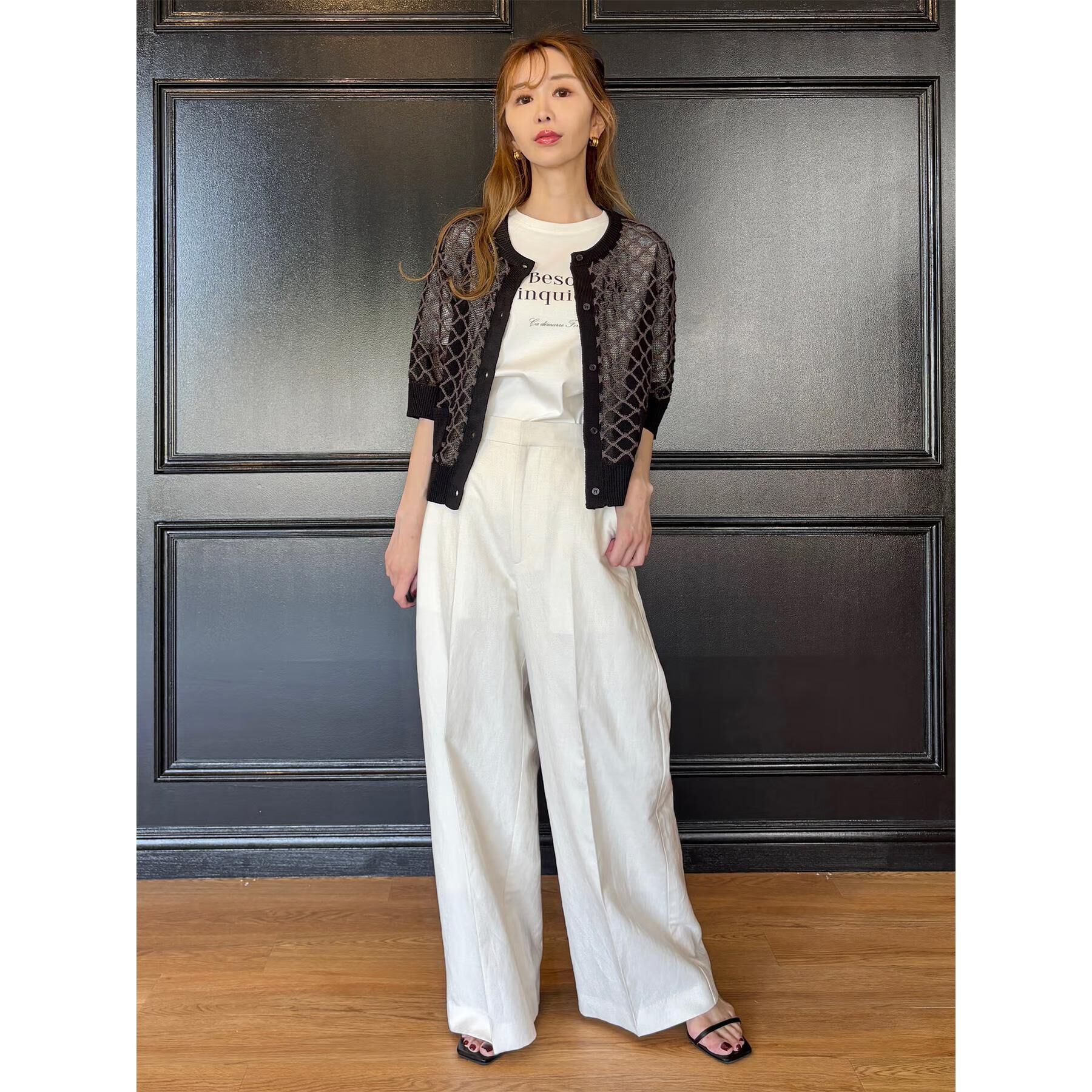 DRESSTERIOR「【ウォッシャブル】フィッシュネットニットシャツカーディガン」|カーディガン|