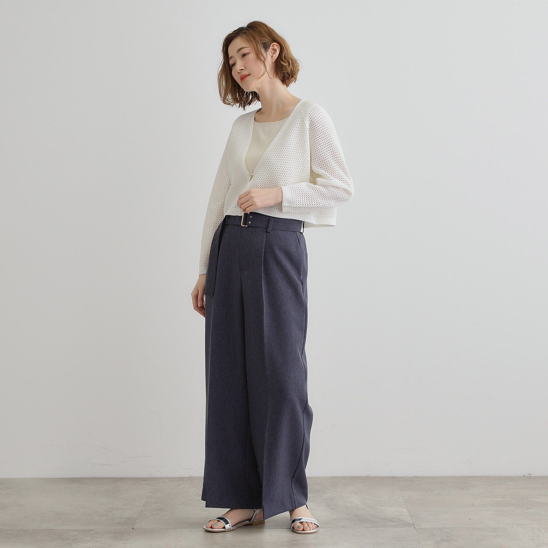 grove「デニムライクベルト付きワイドパンツ」|その他|