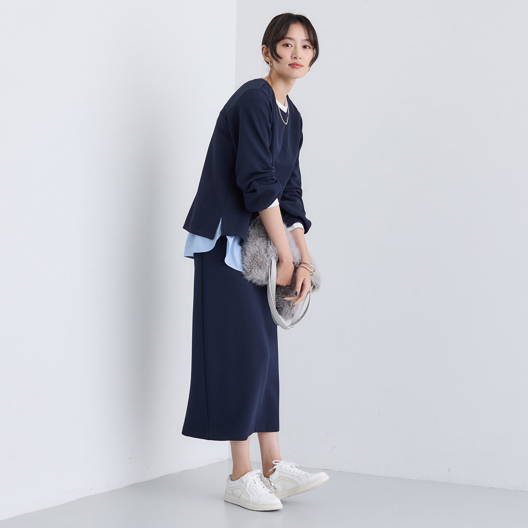 INDIVI「【SETUP可能／袖コンシャス】ダンボールジャージトップス」|Tシャツ・カットソー|