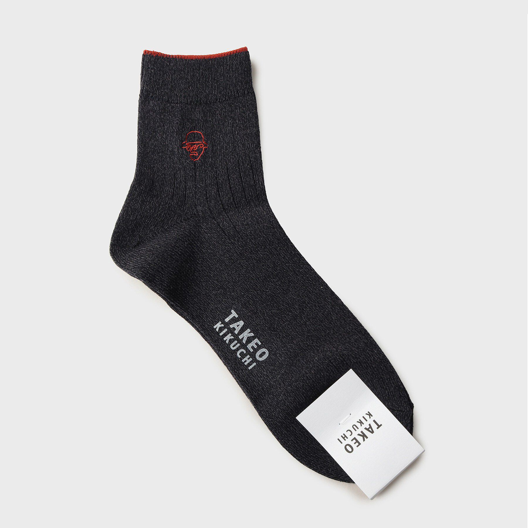 TAKEO KIKUCHI「ワンストローク刺繍ショートリブソックス」|ソックス|ネイビー(095)