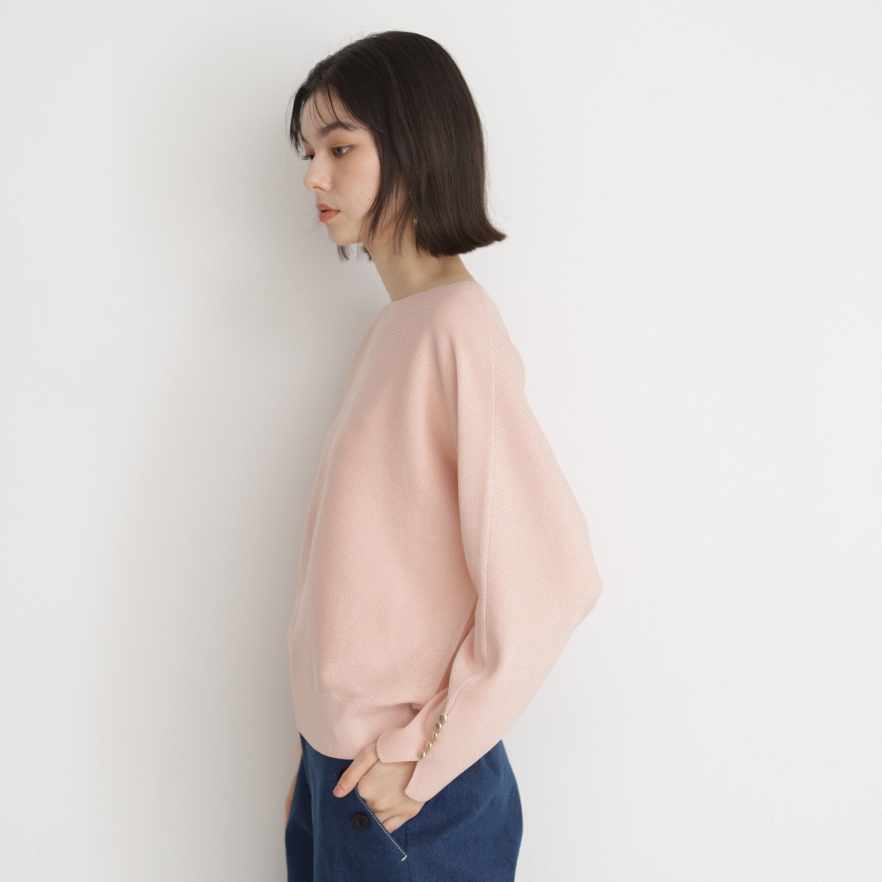 THE SHOP TK「ドルマン袖釦ニット【洗濯機OK】」|ニット・セーター|