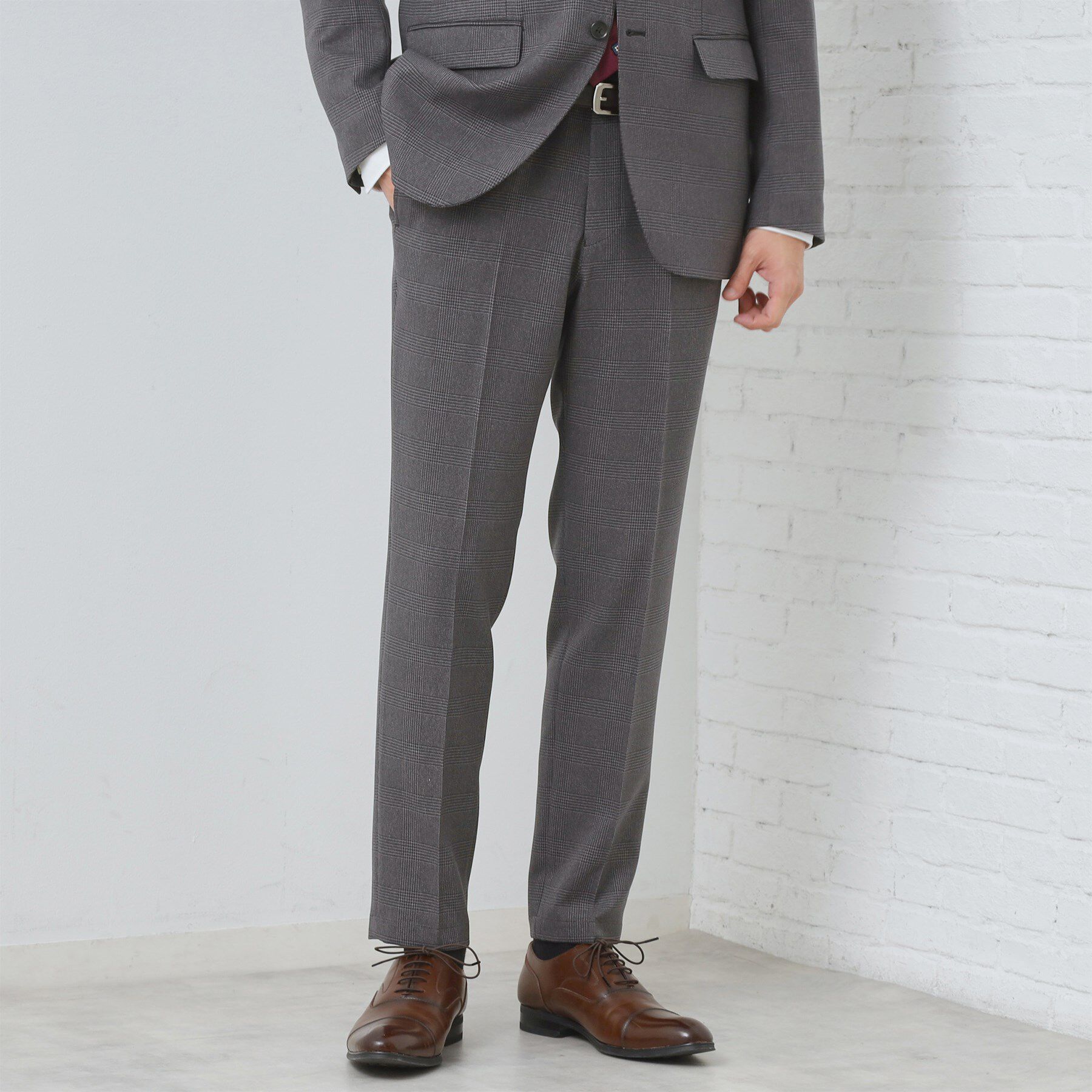 THE SHOP TK「【セットアップ可/防シワ/洗濯機OK】AVANT WOOLYグレンチェックスラックス」|その他|グレー(212)