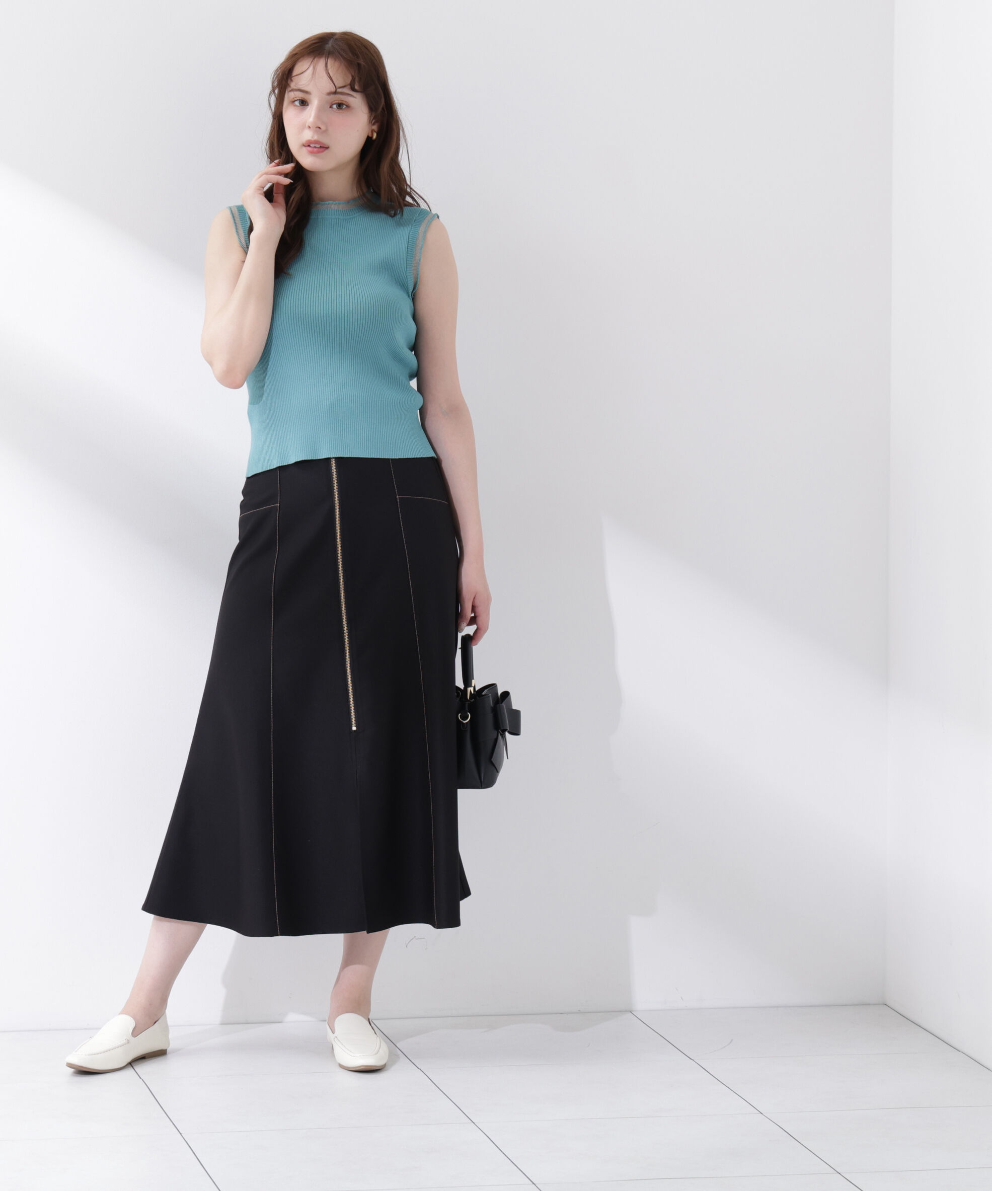 PROPORTION BODY DRESSING「＜中川紅葉さん着用＞フロントジップマーメードスカート」|スカート|ブラック