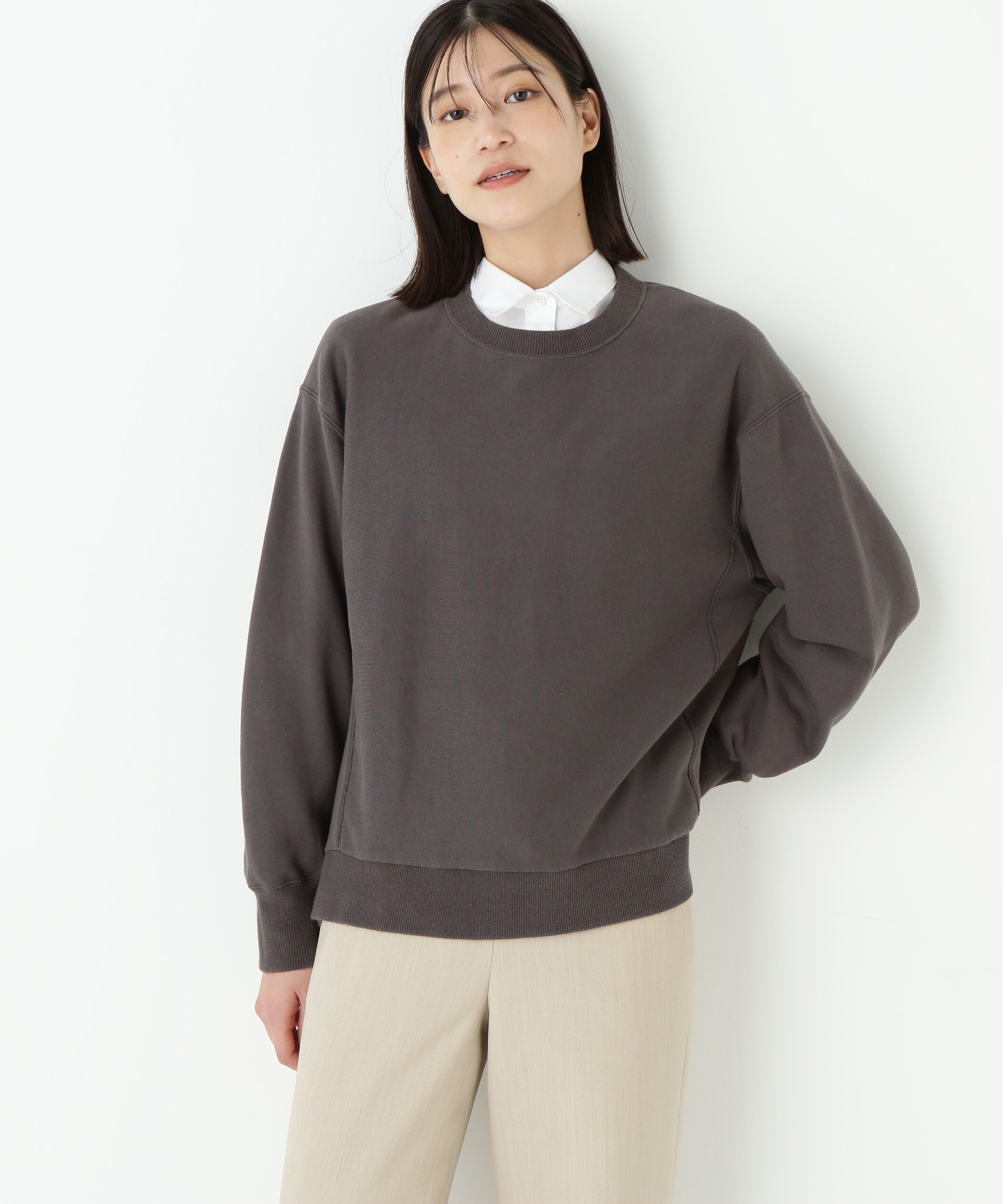  「◆カラートレーナー」|Tシャツ・カットソー|チャコール1