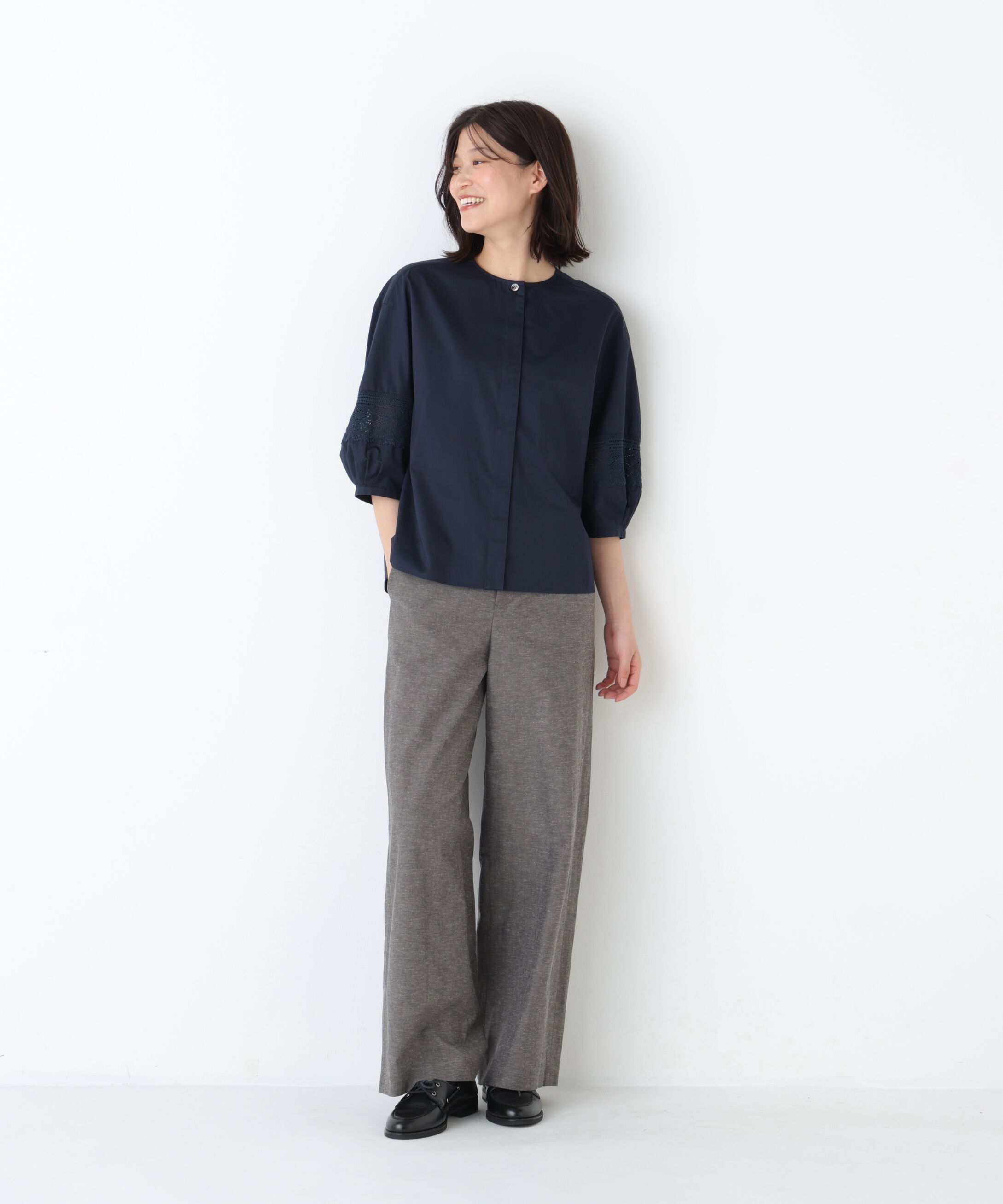  「◆綿麻シャンブレーセミワイドパンツ」|その他|