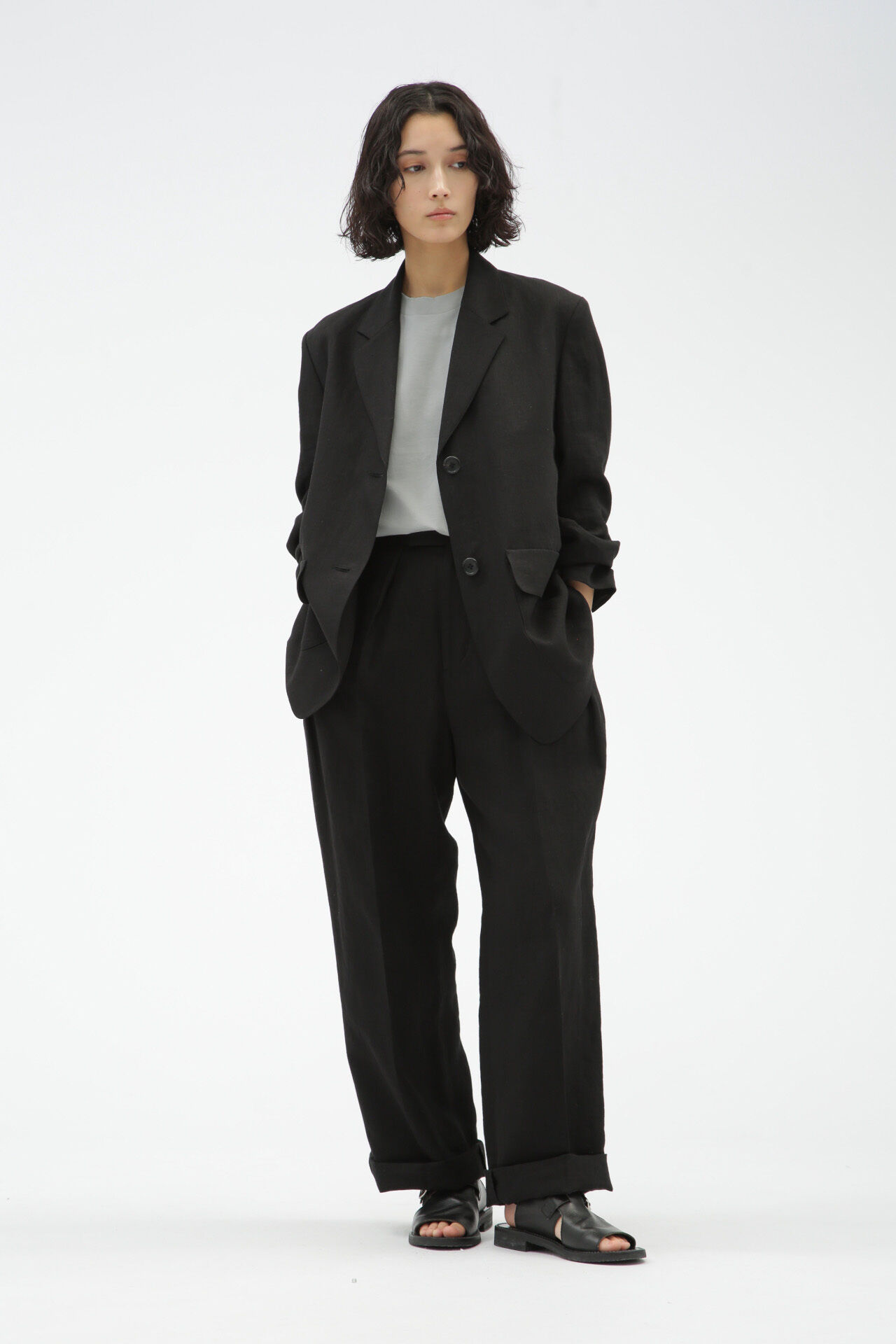  「COMPACT LINEN TROUSERS」|その他|BLACK