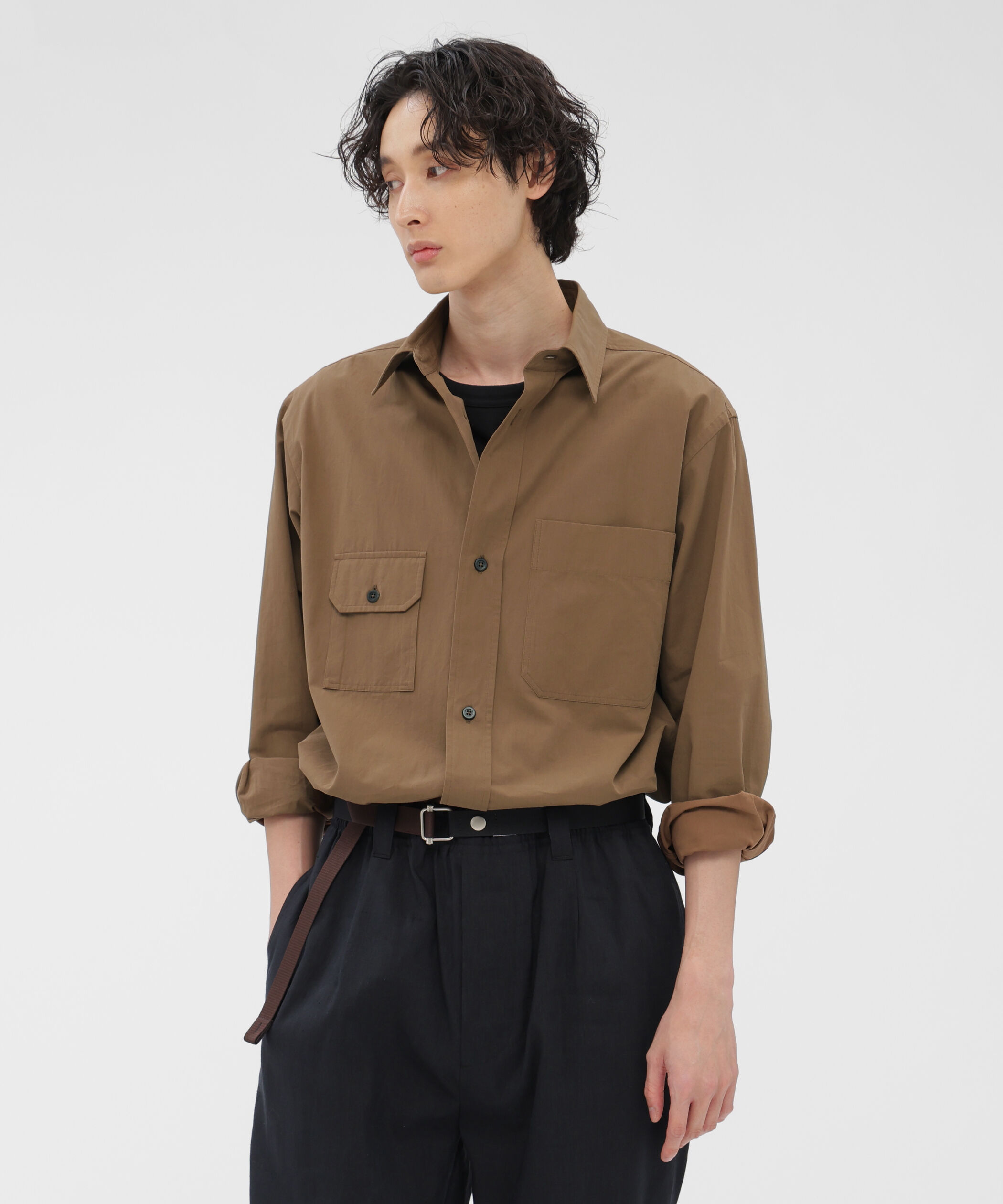 MARGARET HOWELL「COTTON BLEND SHIRTING SHIRT」|シャツ・ブラウス|BROWN