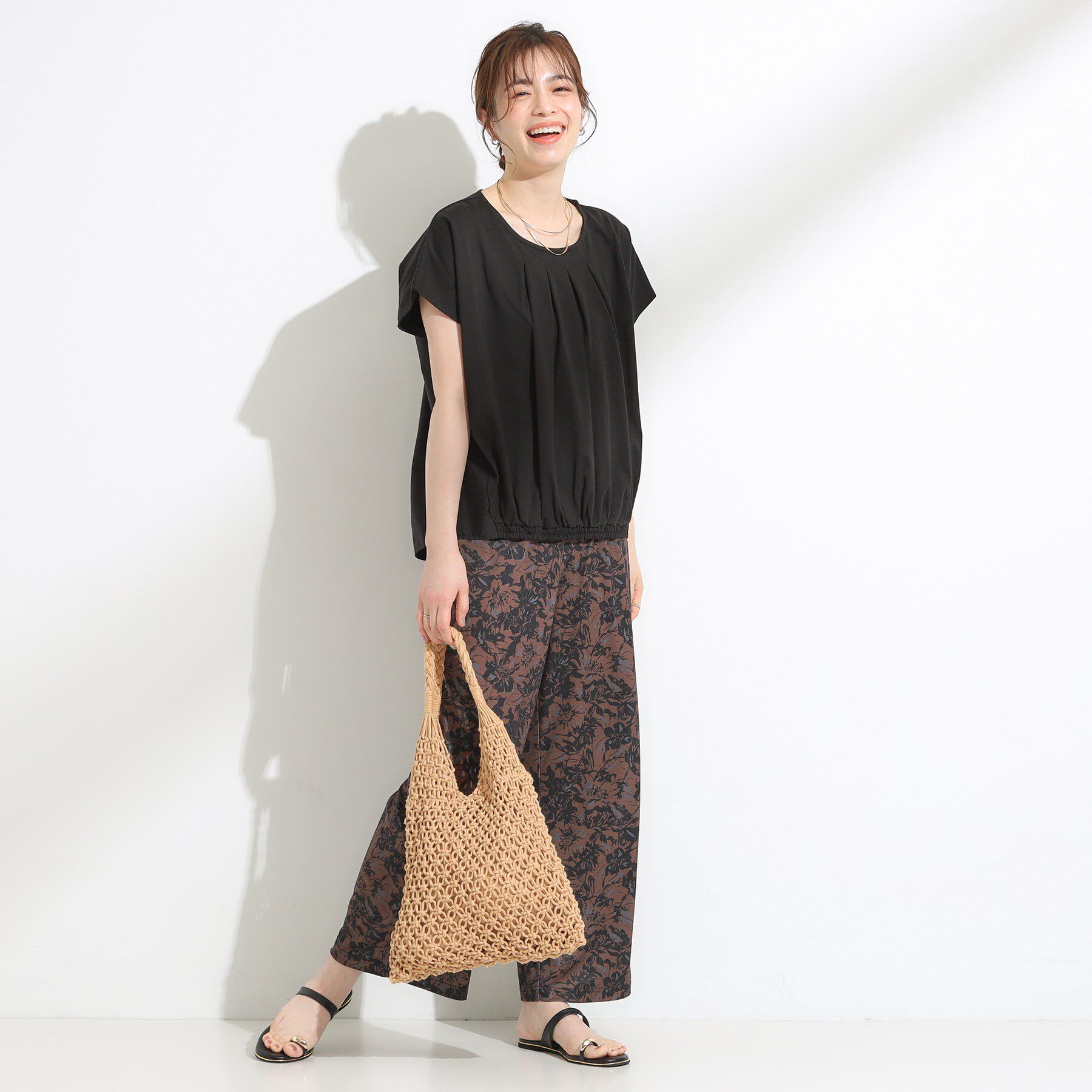 SHOO･LA･RUE「【S-LL】インせず着られる 異素材使い デザイントップス」|Tシャツ・カットソー|