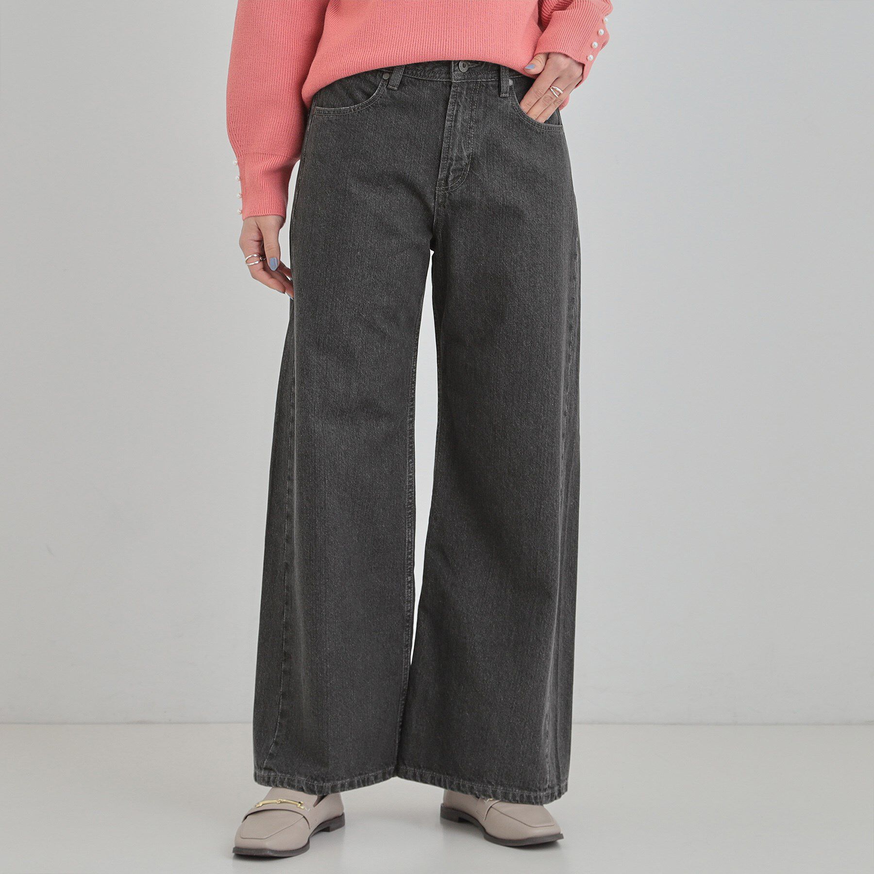 SHOO･LA･RUE「【SHOO・LA・RUE DENIM/S-LL】体型カバーにも バギーデニムワイドパンツ」|デニム|