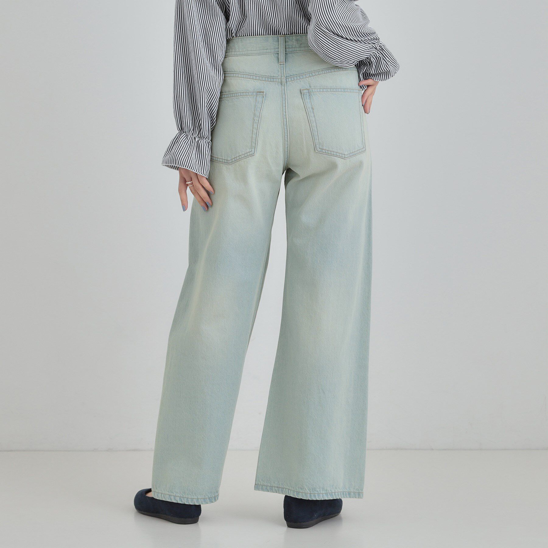 SHOO･LA･RUE「【SHOO・LA・RUE DENIM/S-LL】体型カバーにも バギーデニムワイドパンツ」|デニム|