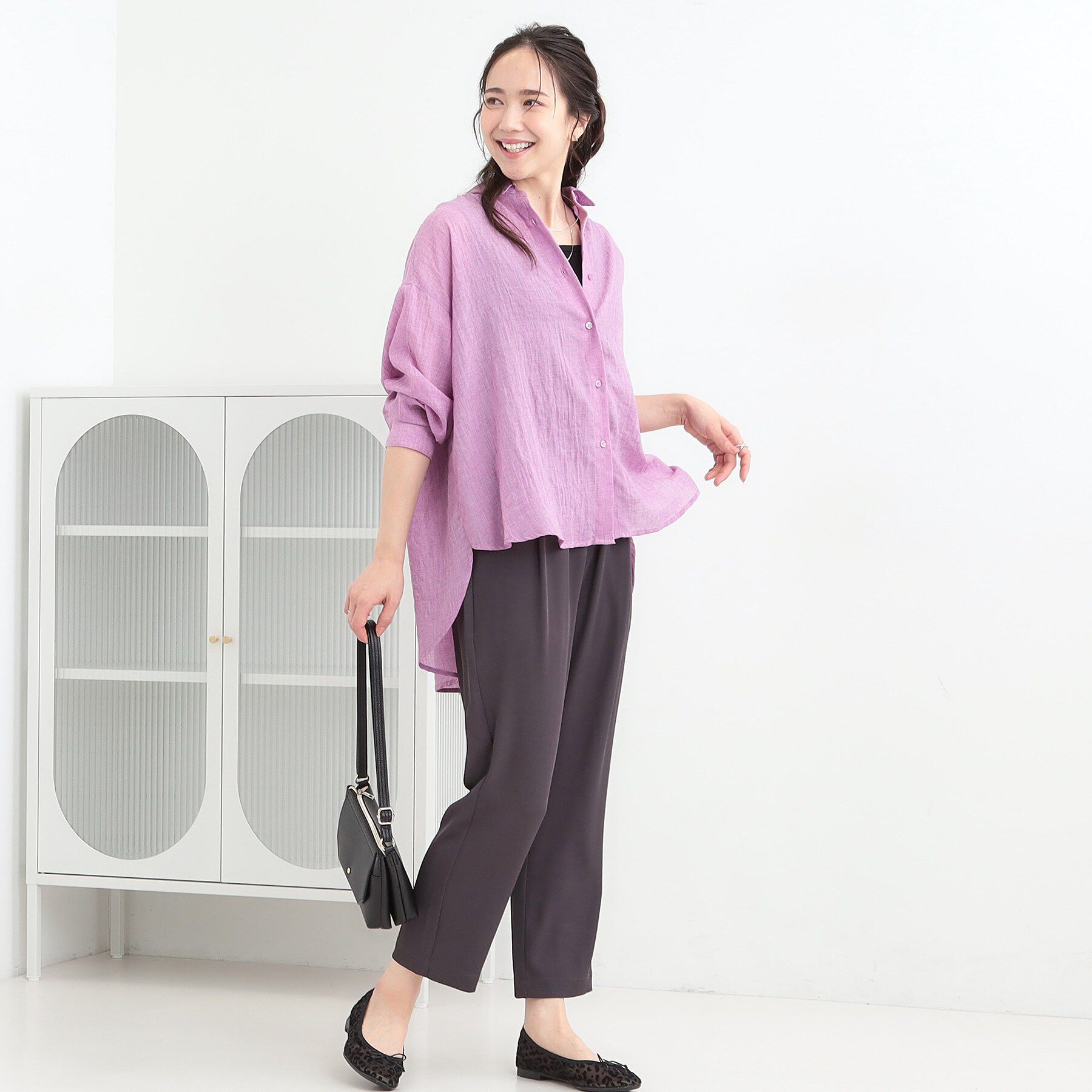 SHOO･LA･RUE「【体型カバー】ふんわり質感 やわらかこなれシアーシャツ」|シャツ・ブラウス|